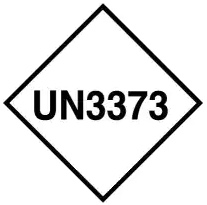 Category B mark. Square on a point. White background with UN3373 in the centre.