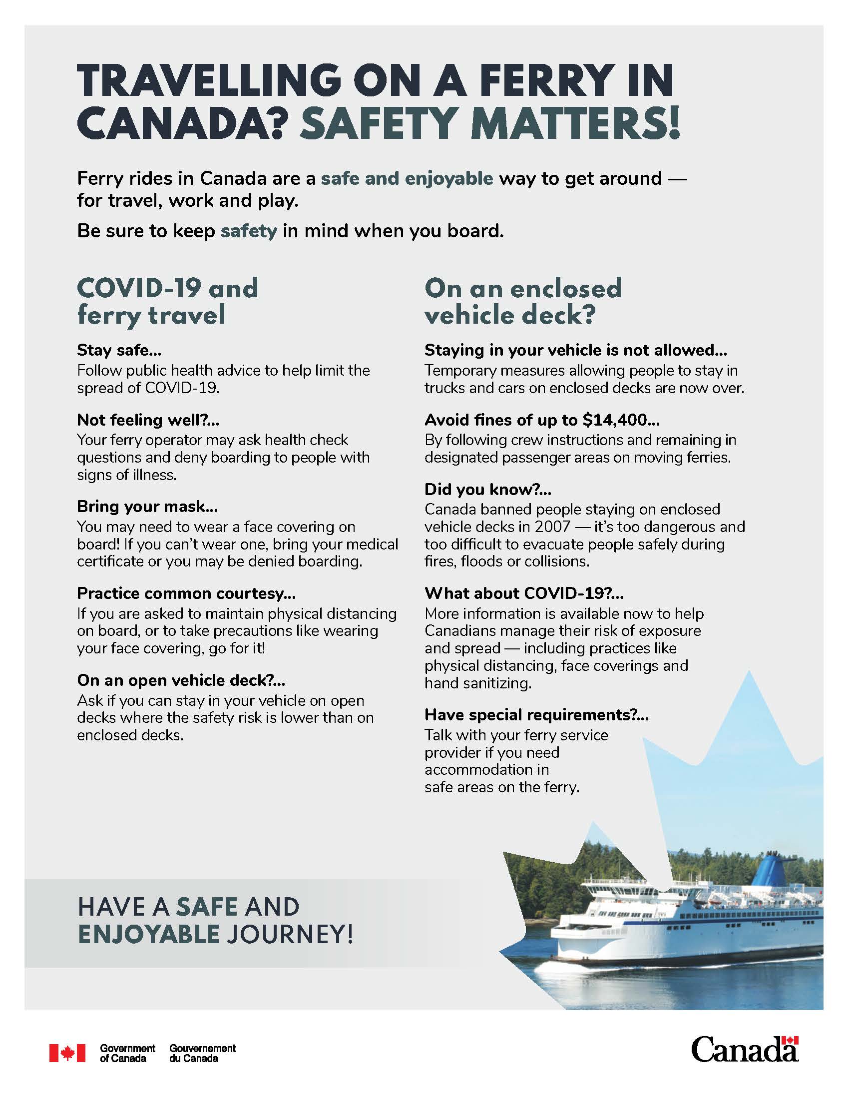Travelling on a ferry in Canada? Safety matters!