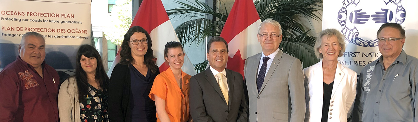 Le ministre des Transports, Marc Garneau, annonce un nouveau partenariat avec le Conseil des pêches des Premières Nations pour réaliser le Plan de protection des océans, en juillet 2019.