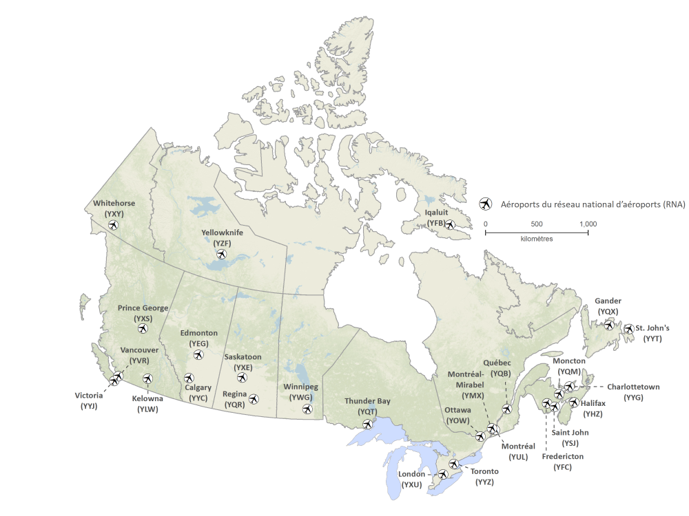 Carte - Réseau aérien du Canada