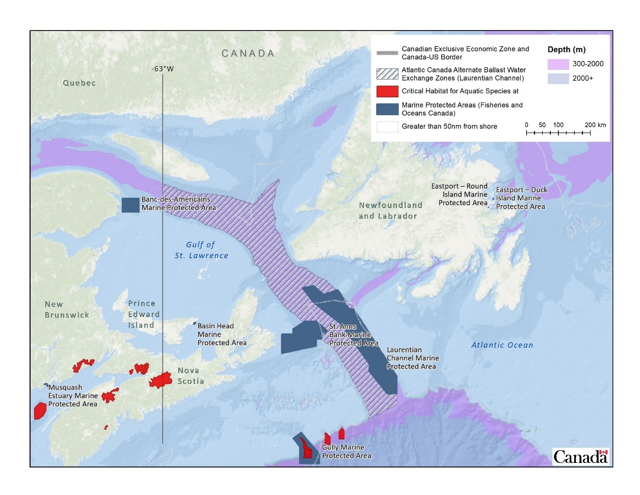 Figure 1. Designated Alternate Ballast Water Exchange Area in the Gulf of St. Lawrence.