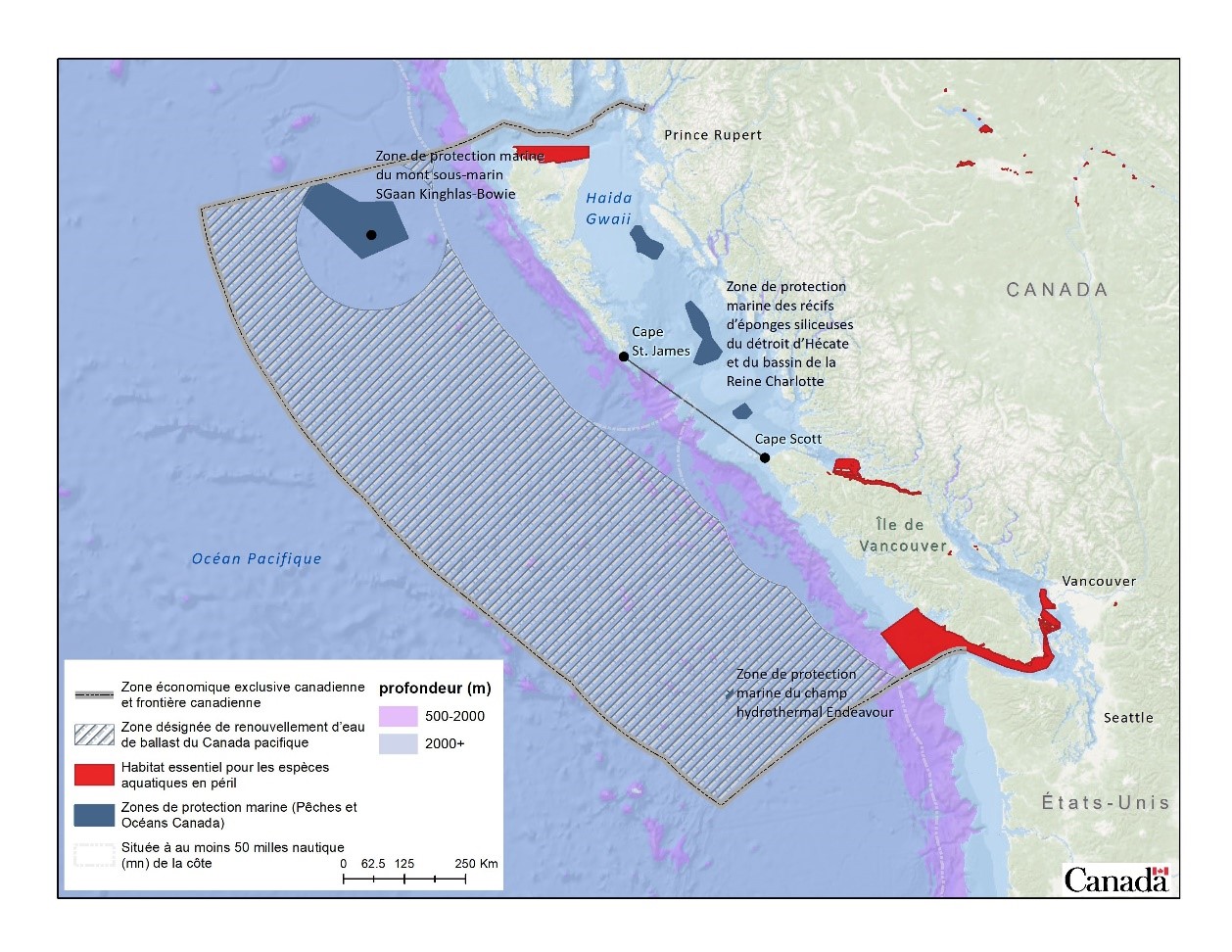 Figure 3. Zone désignée de renouvellement de ballast dans l’ouest du Canada