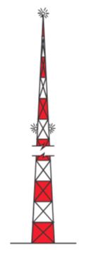 A broadcast tower with application of obstacle marking and lighting