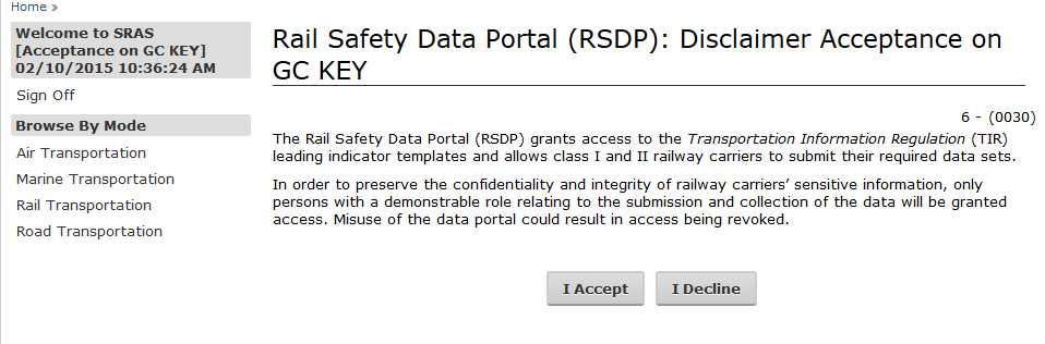 RSDP disclaimer notice