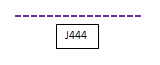Ligne de tiret horizontale violette avec J444 dans une boîte rectangulaire en dessous