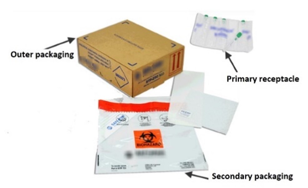 Image of an outer packaging, a primary receptacle and a secondary packaging for Type P650 packaging.  