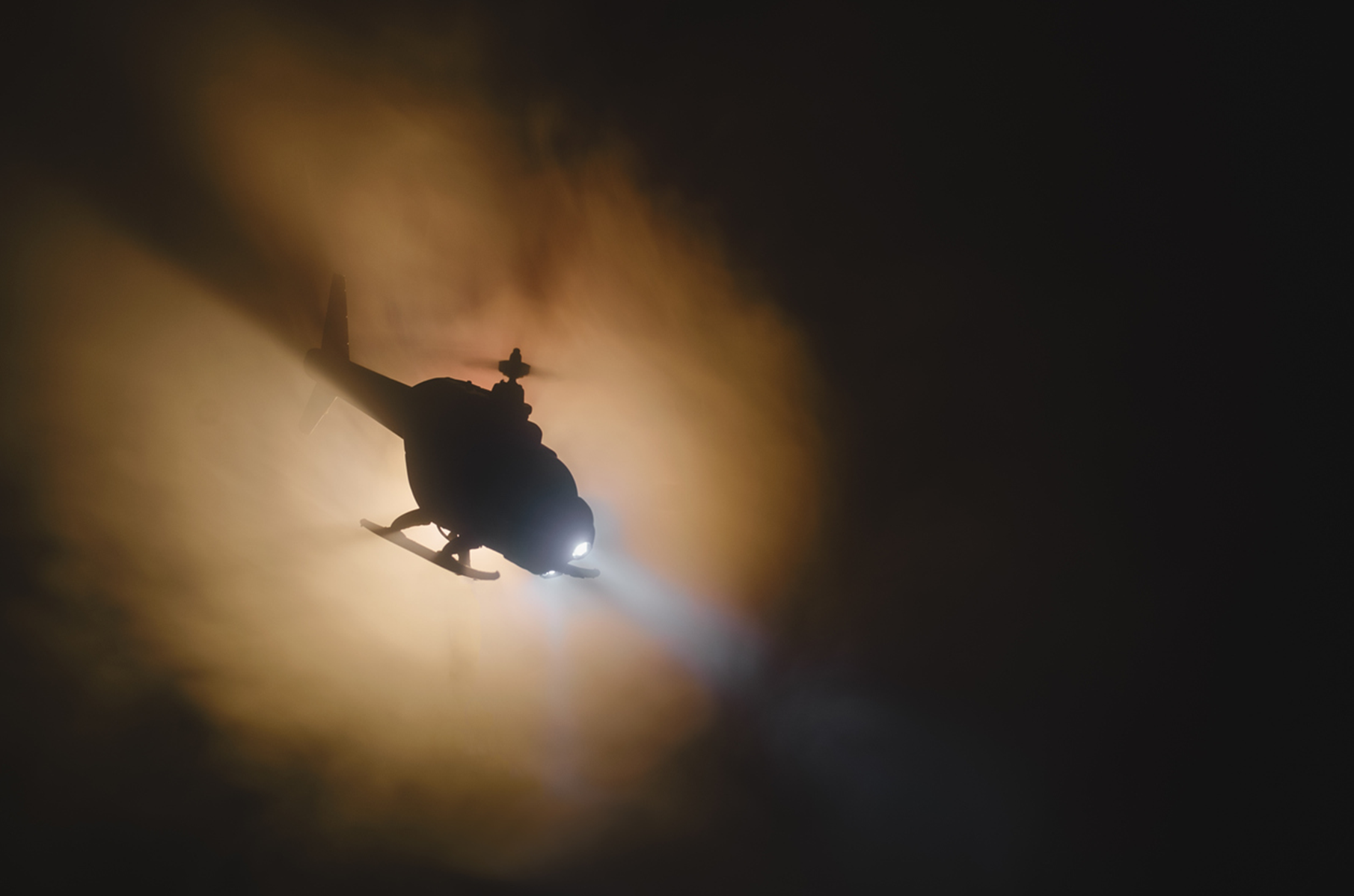Helicopter flying at night