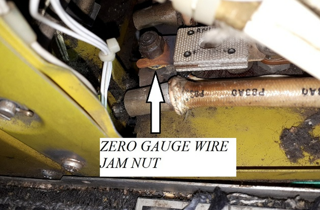 Text in the picture: Zero gauge wire jam nut