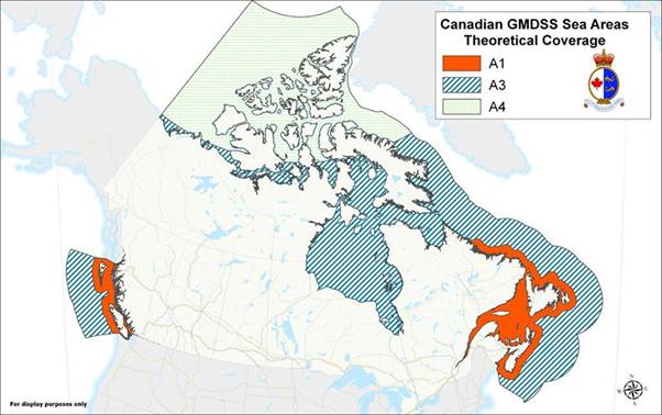 Canadian GMDSS Sea Areas Theoretical Coverage