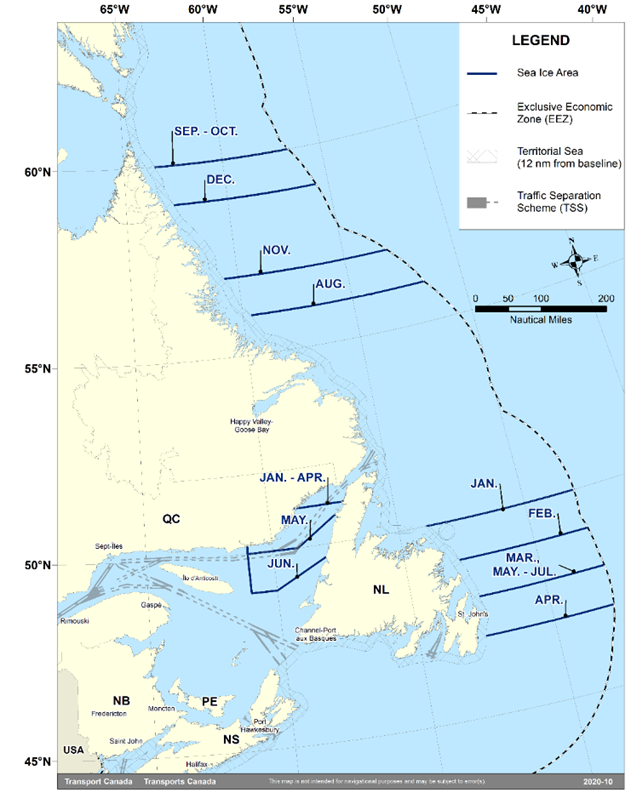 Map of the Sea Ice Area of Eastern Canada, as described in section 1 above.