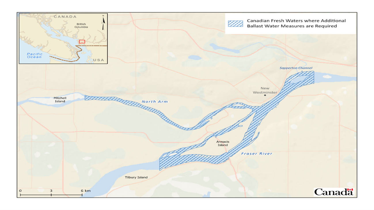 Figure 8: The waters of all Fraser River ports that are: