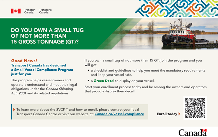 Picture of a postcard with information about Transport Canada Small Vessel Compliance Program.