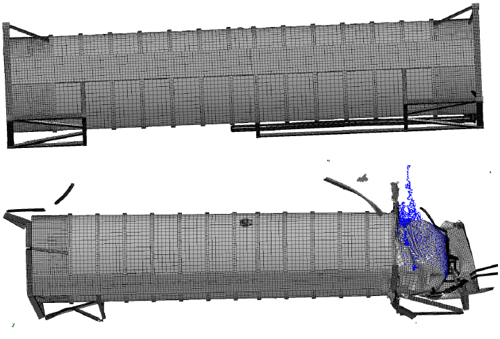 UN-T75 before and after impact with abutment