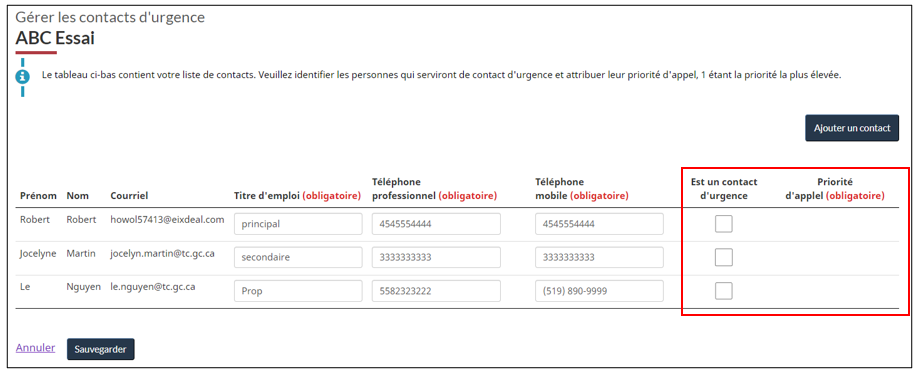 Ajouter des contacts d’urgence