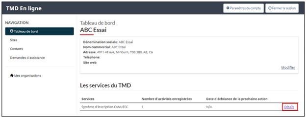 Accéder au SIC à partir de TMD En ligne