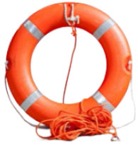 Lifebuoy with a 15 m buoyant line