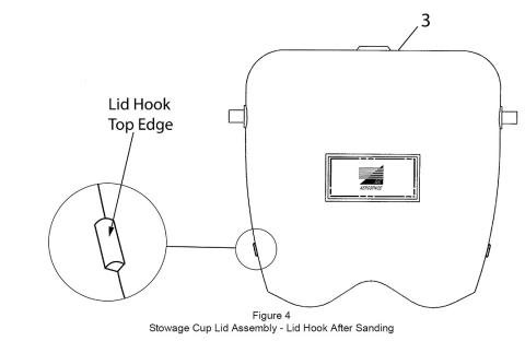 Stowage Cup Lid Assembly - Lid Hook After Sanding